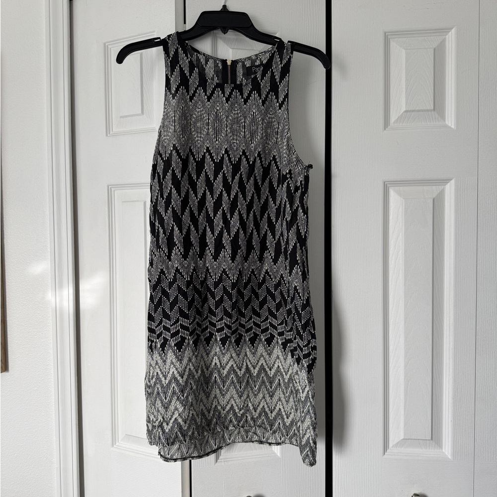 Papillon Black & Gray Pattern Sleeveless Dress